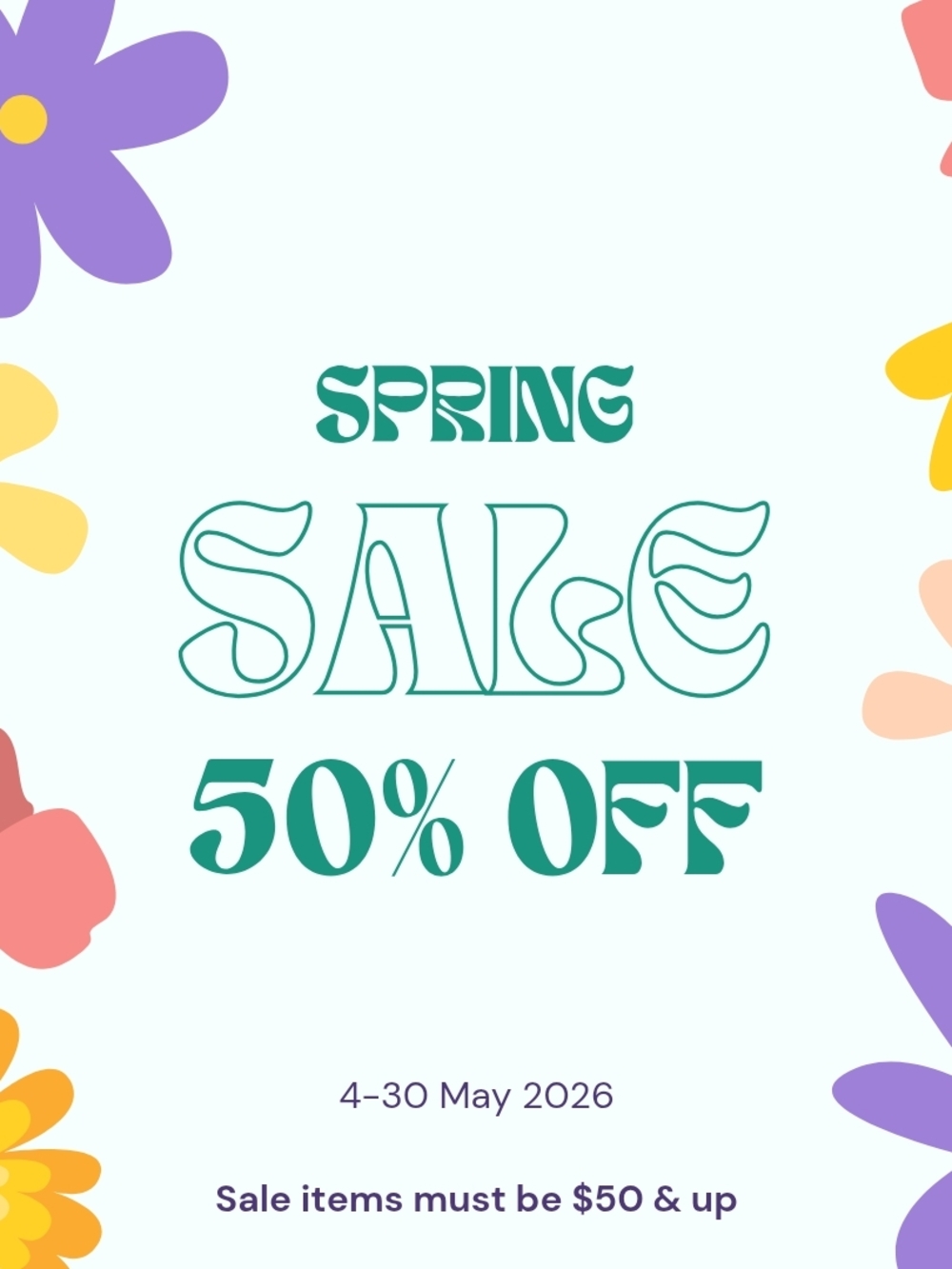 Spring Sale 50% Off